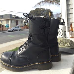 Black buckled Dr. Martens